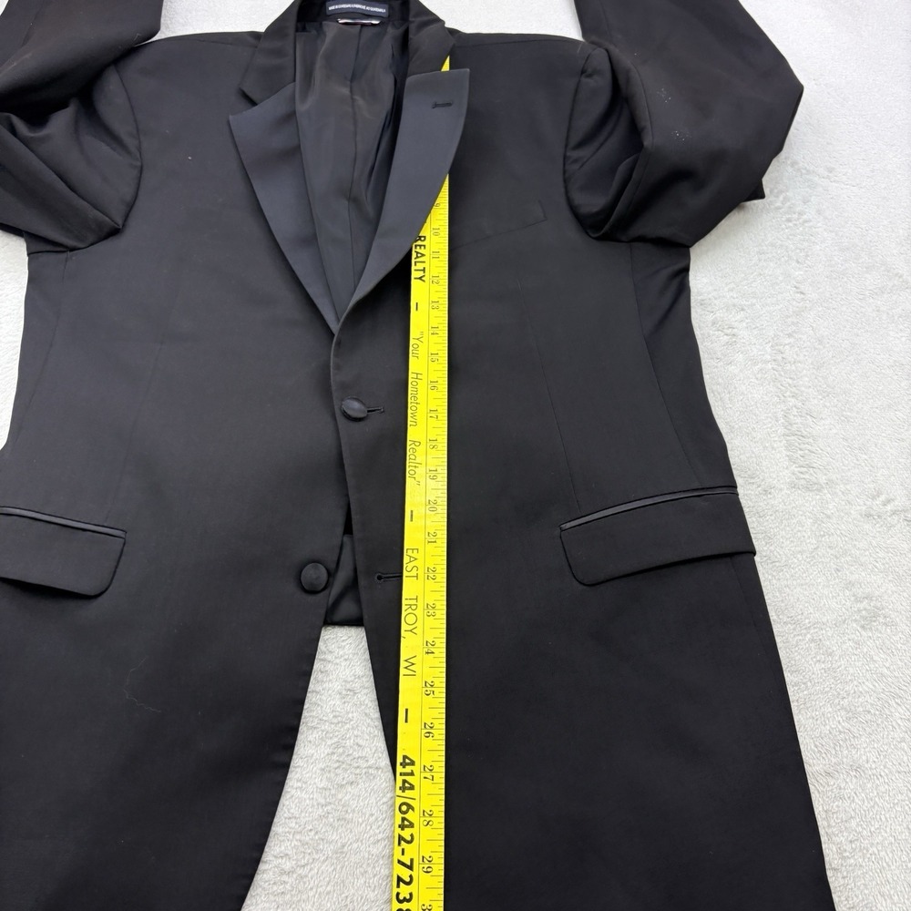 Tommy Hilfiger Tuxedo Mens 42L Black Blazer Wool Blend Notch Lapels Formal Suit - Picture 10 of 13